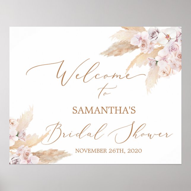 Pampas Grass Bridal Shower Welcome sign (Front)