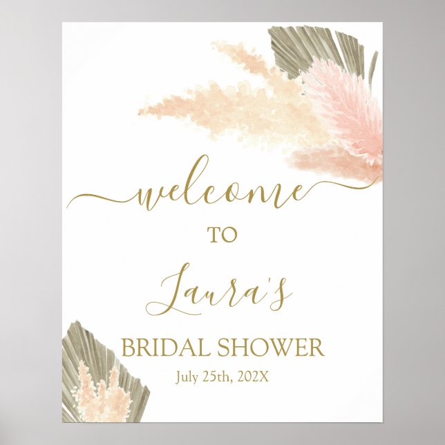 Pampas Grass Bridal Shower Welcome sign (Front)