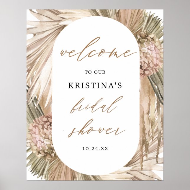 Pampas Grass Bridal Shower Welcome Sign (Front)