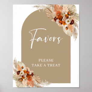 Pampas grass burnt orange beige burgundy Favors Poster