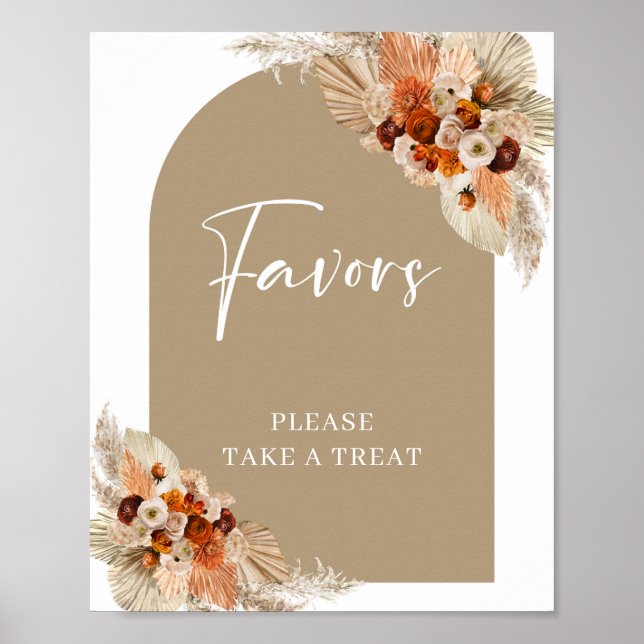 Pampas grass burnt orange beige burgundy Favors Poster (Front)