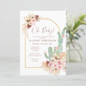 Pampas Grass Cactus Baby Shower  Invitation (Standing Front)