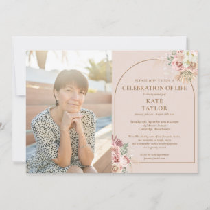 Pampas Grass Celebration of Life Funeral Photo Invitation