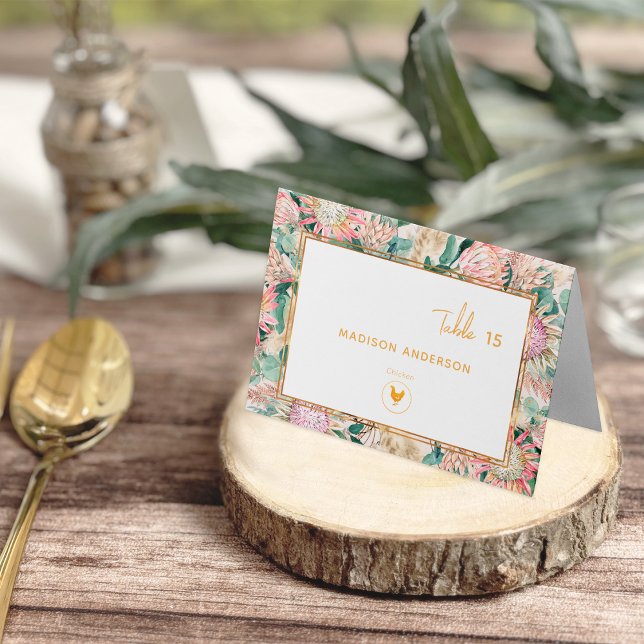 Pampas Grass Chicken Meal Choice Guest Name Card (Creator Uploaded)