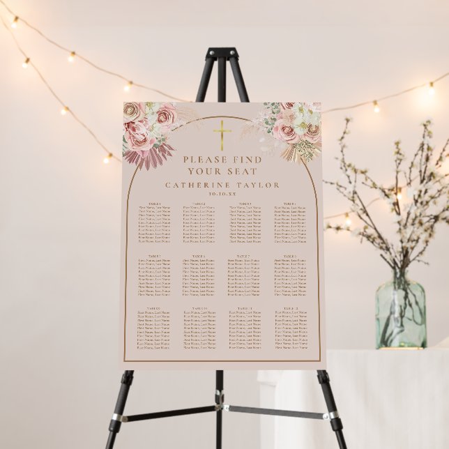 Pampas Grass Christian Event Seating Chart Foam Board (In Situ (Stand))