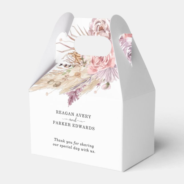 Pampas Grass Custom Thank you Wedding Favor Boxes (Front Side)