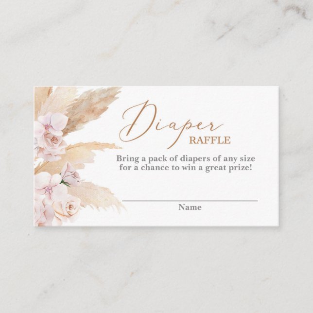 Pampas Grass desert Diaper Raffle Enclosure Card (Front)