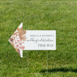 Pampas Grass Desert Palms Floral Wedding Venue Sign