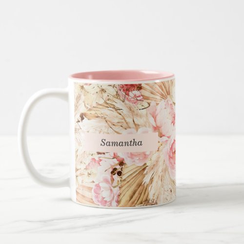 Pampas Grass desert tropical pink flower Two_Tone Coffee Mug