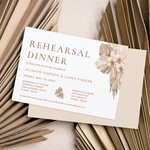 Pampas Grass Desert Wedding Rehearsal Dinner Invitation