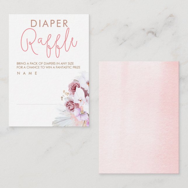 Pampas Grass Diaper Raffle Ticket  Enclosure Card (Front/Back)