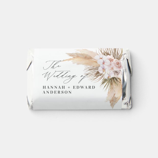 Pampas grass dried botanical script boho wedding  hershey's miniatures (Front)