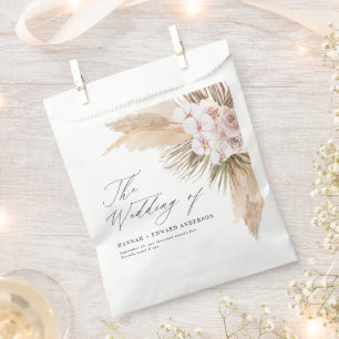 Pampas grass dried botanical script boho wedding n favor bag