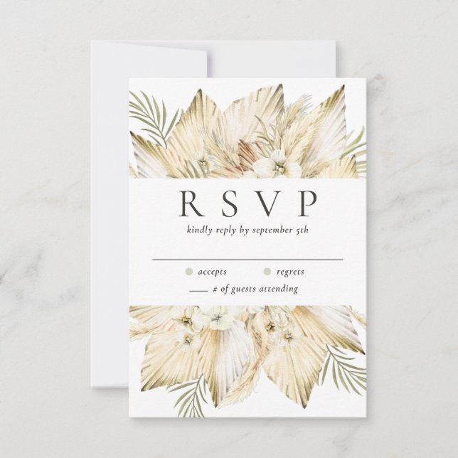 Pampas Grass Dried Desert Flowers Boho Simple RSVP (Front)