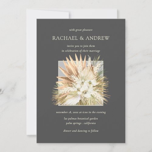 Pampas Grass Dried Floral Boho Bouquet Wedding Invitation