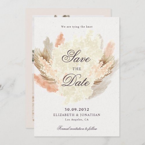 Pampas grass dried flowers boho photo save the date