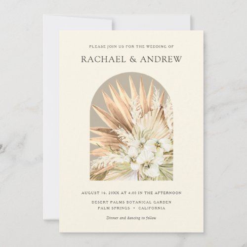 Pampas Grass Dried Flowers Cream Orchids Arch  Invitation