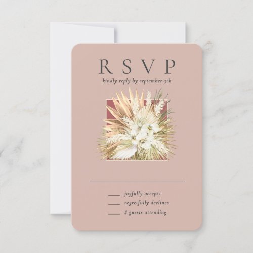 Pampas Grass Dried Flowers Modern Terracotta RSVP Card