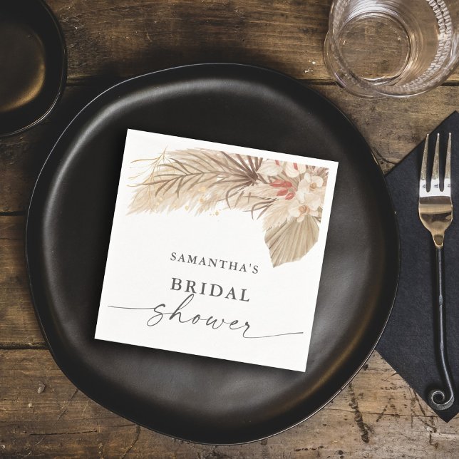 Pampas Grass Dried Palm Bridal Shower Napkins (Creator Uploaded)