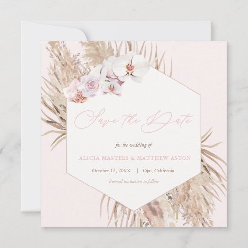 Pampas Grass Dried Palm Leaves Barefoot Wedding Save The Date