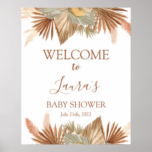 Pampas Grass Dried Palms Baby Shower  Welcome sign