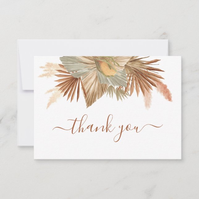 Pampas Grass dried palms thank you Note Card (Front)