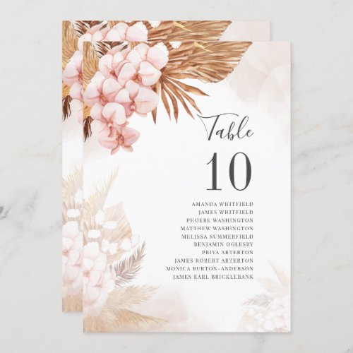 Pampas Grass Dried Palms Wedding Table Number 10