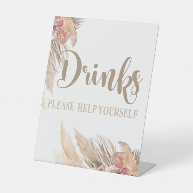 Pampas Grass DRINKS table sign, Pedestal Sign (Front)