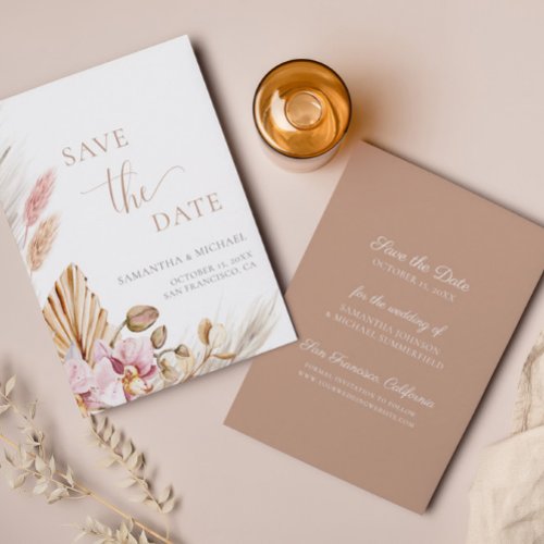 Pampas Grass Dusty Pink Save the Date Announcement