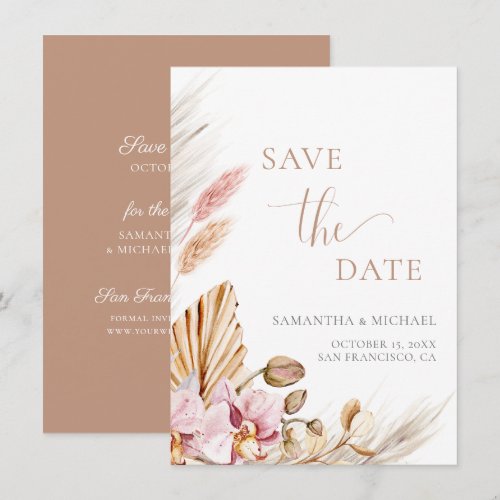 Pampas Grass Dusty Pink Save the Date Announcement