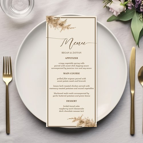 Pampas Grass Earthy Bohemian Exotic Wedding Menu