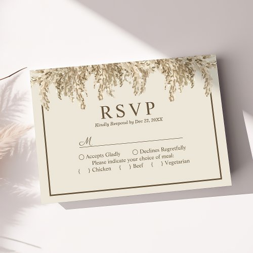 Pampas Grass Earthy Bohemian Exotic Wedding RSVP Card