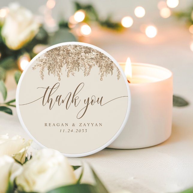 Pampas Grass Earthy Boho Exotic Wedding Thank You Mini Candle Favors (Creator Uploaded)