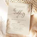 Pampas Grass Earthy Exotic Calligraphy Wedding Invitation<br><div class="desc">Invite your guests with elegance and warmth using this pampas grass wedding invitation, featuring a refined calligraphy design on an earthy background. Perfect for rustic, boho, or exotic-themed weddings, this invitation combines natural pampas grass accents with luxurious typography to set a serene and stylish tone for your celebration. Ideal for...</div>