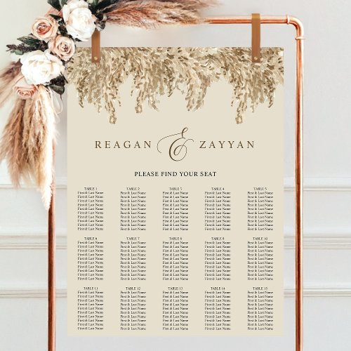 Pampas Grass Earthy Exotic Wedding Seating Chart