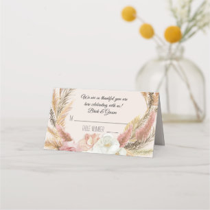 Pampas Grass Earthy Floral Boho Tent Place Cards