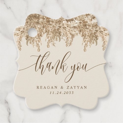 Wedding Favor Tags 13 Pampas Grass Earthy Wedding Thank You Favor Tags