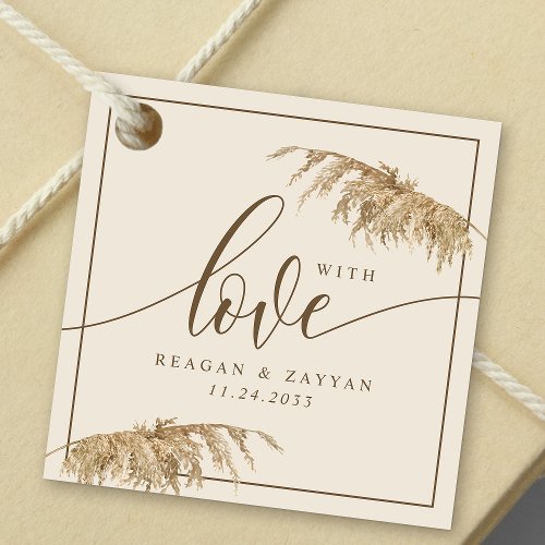 Pampas Grass Earthy With Love Wedding Favor Tags