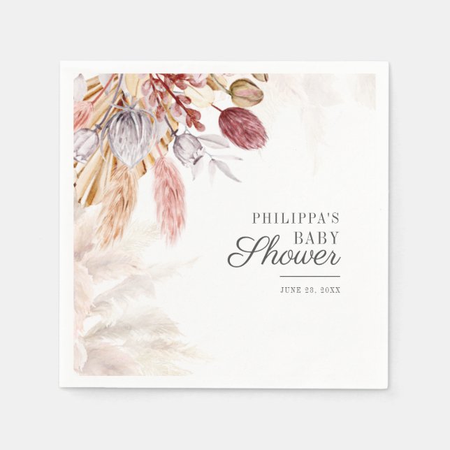 Pampas Grass Elegant Baby Shower Napkins (Front)