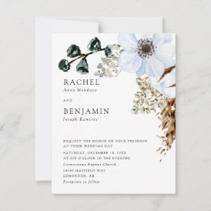 Pampas Grass Elegant Boho Wedding Floral Invitation