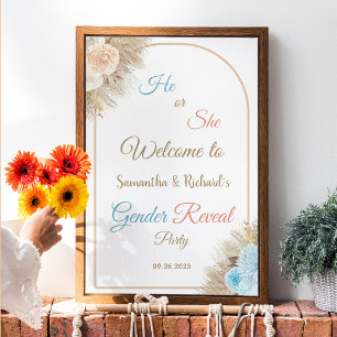 Pampas Grass Elegant Gender Reveal Welcome Sign