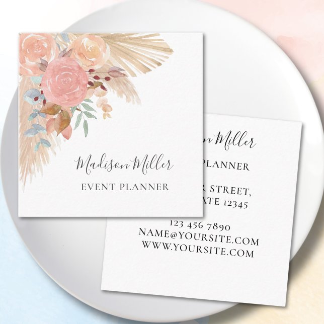 Pampas Grass Eucalyptus Event Planner Square Business Card (Creator Uploaded)