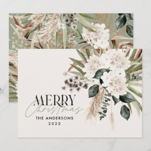 Pampas grass eucalyptus moody modern boho elegant holiday card