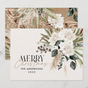 Pampas grass eucalyptus moody modern boho elegant holiday card
