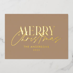 Pampas grass eucalyptus moody modern terracotta fo foil holiday card