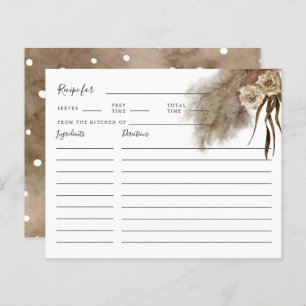 Pampas Grass Fall Bridal Shower Recipe Card