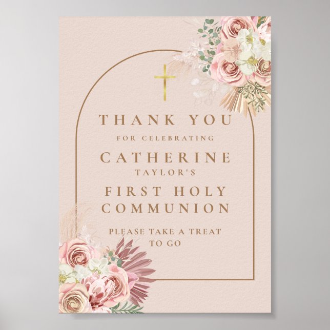 Pampas Grass First Communion Favor Sign (Front)