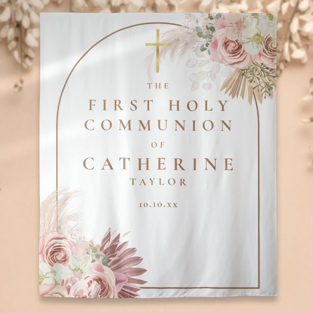 Pampas Grass First Communion Photo Backdrop (Pampas Grass First Communion Photo Backdrop)