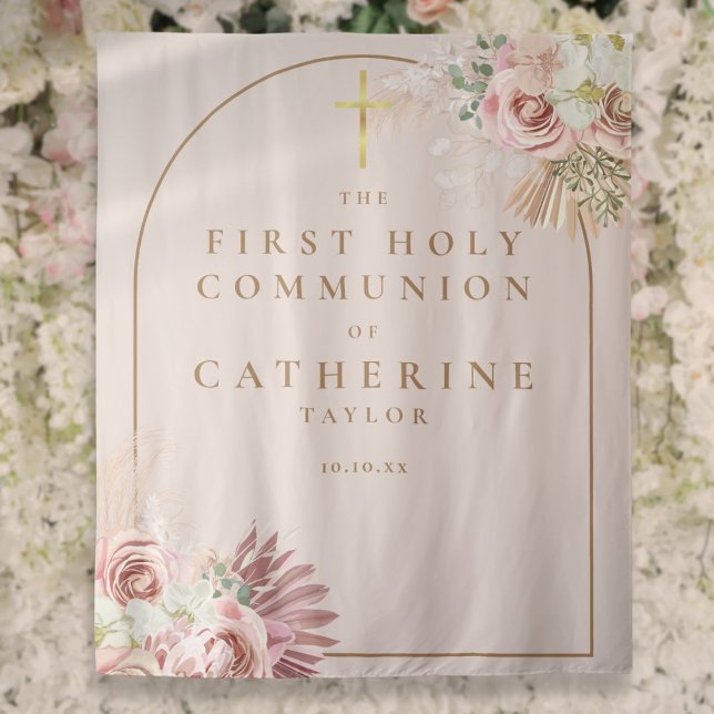 Pampas Grass First Communion Photo Backdrop (Pampas Grass First Communion Photo Backdrop)