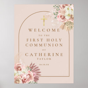 Pampas Grass First Communion Welcome Sign